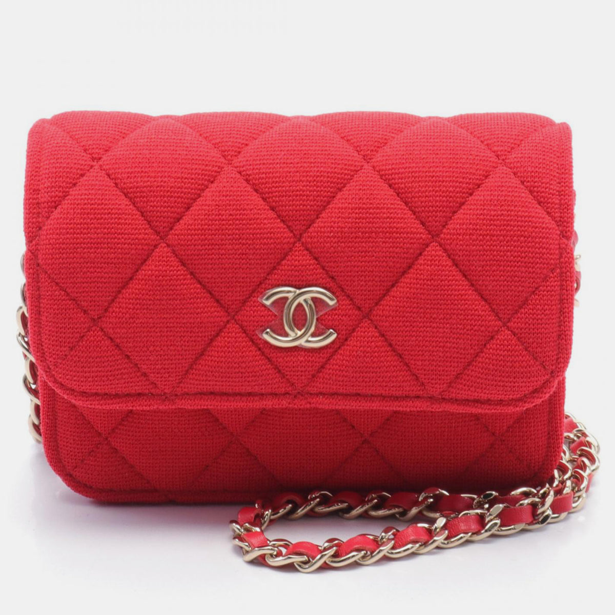 Chanel Red Quilted Jersey Fabric Mini VIP Shouler Bag