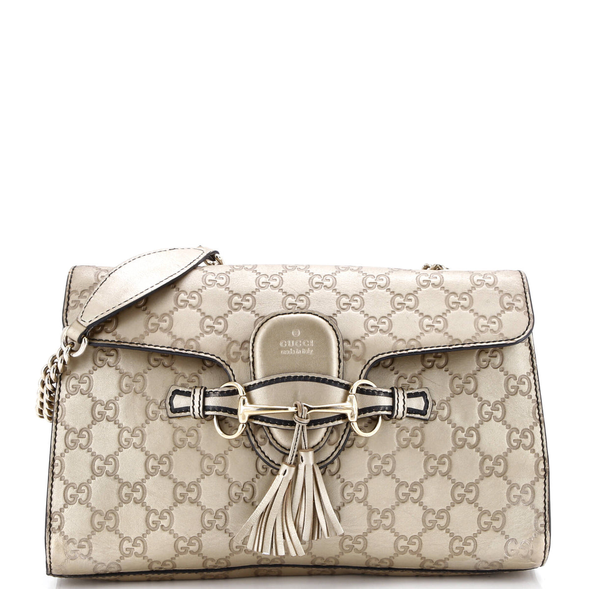 Gucci GUCCI Emily Chain Flap Bag Guccissima Leather Medium
