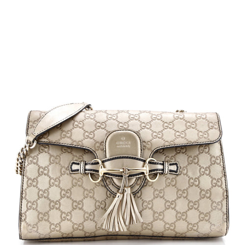 GUCCI Emily Chain Flap Bag Guccissima Leather Medium