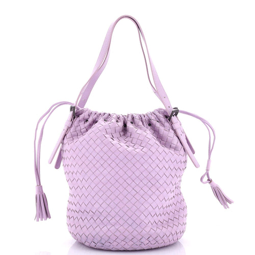 Drawstring Tassel Bucket Bag Intrecciato Nappa Small