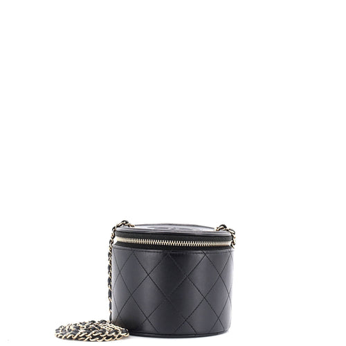 CHANEL CC Round Vanity Case with Chain Quilted Lambskin Mini