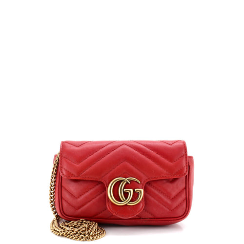 GUCCI GG Marmont Flap Bag Matelasse Leather Super Mini