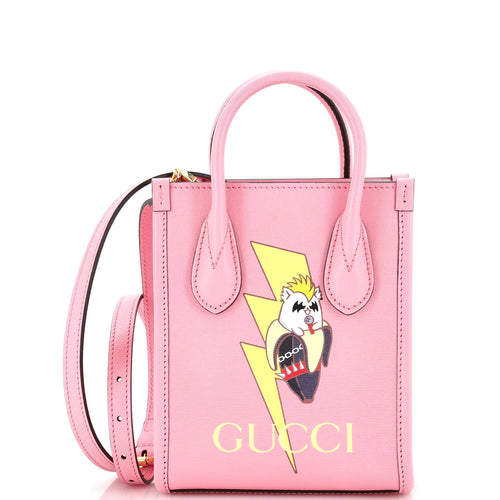 GUCCI Vertical Tote Printed Leather Mini