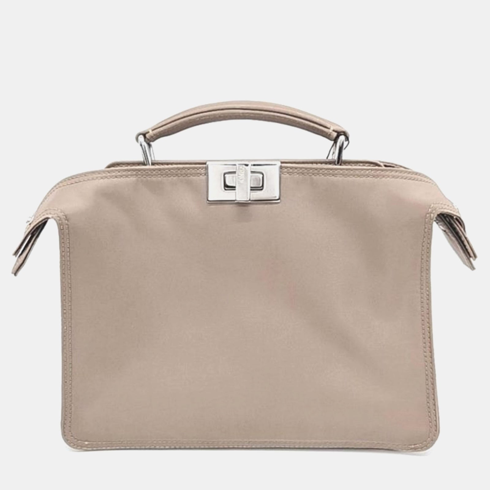 Fendi Beige Leather Mini Peekaboo ISeeU Satchel Bag