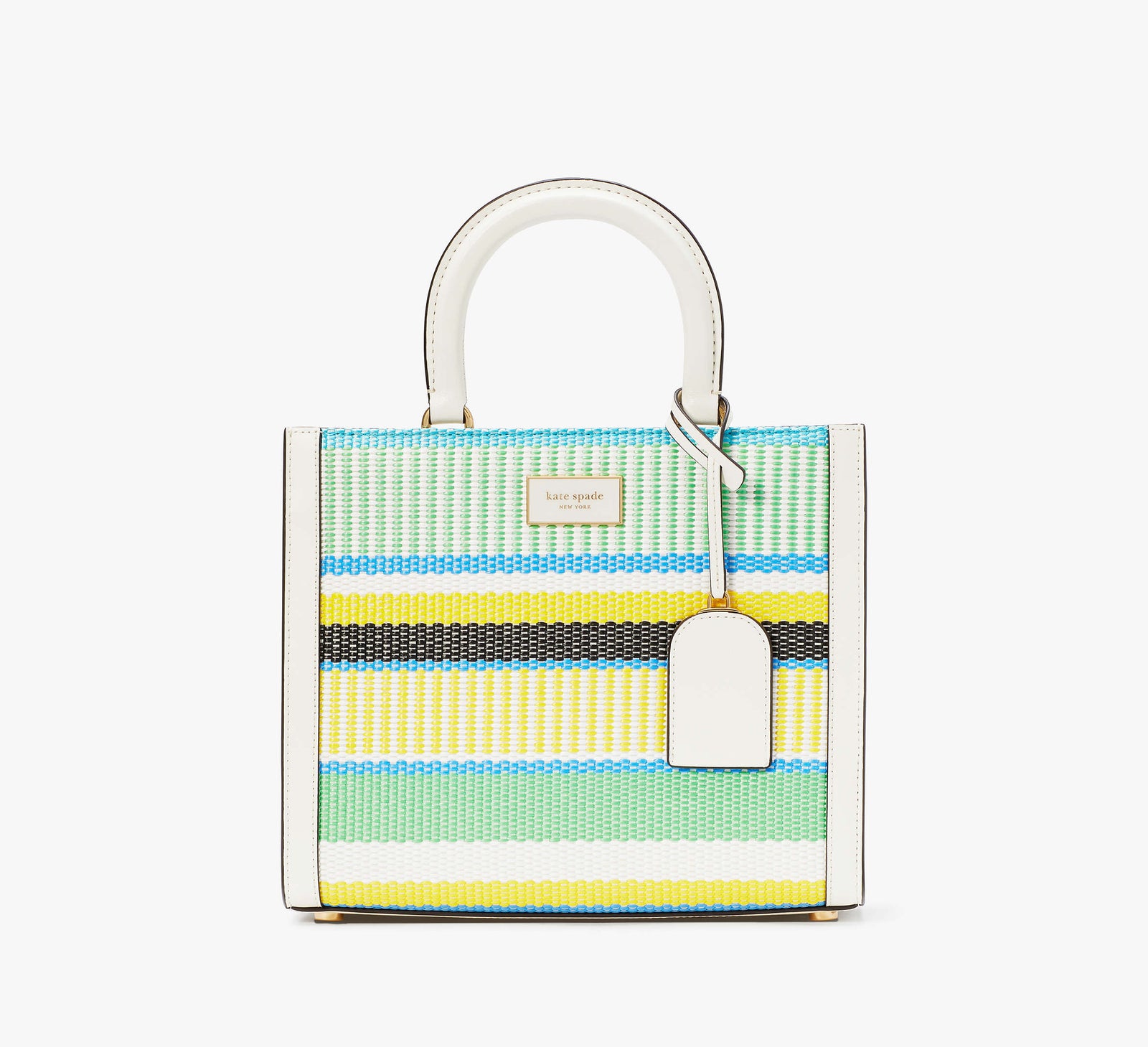 Kate Spade New York Manhattan Striped Woven Straw Small Tote