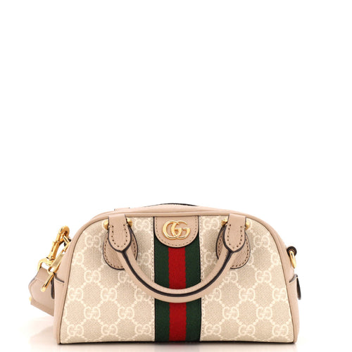 GUCCI Ophidia Convertible Boston Top Handle Bag GG Coated Canvas Mini