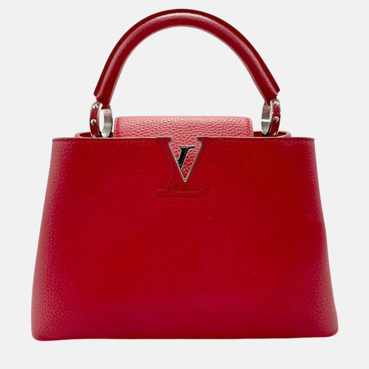 Louis Vuitton Red Leather Capucines BB Top Handle Bag