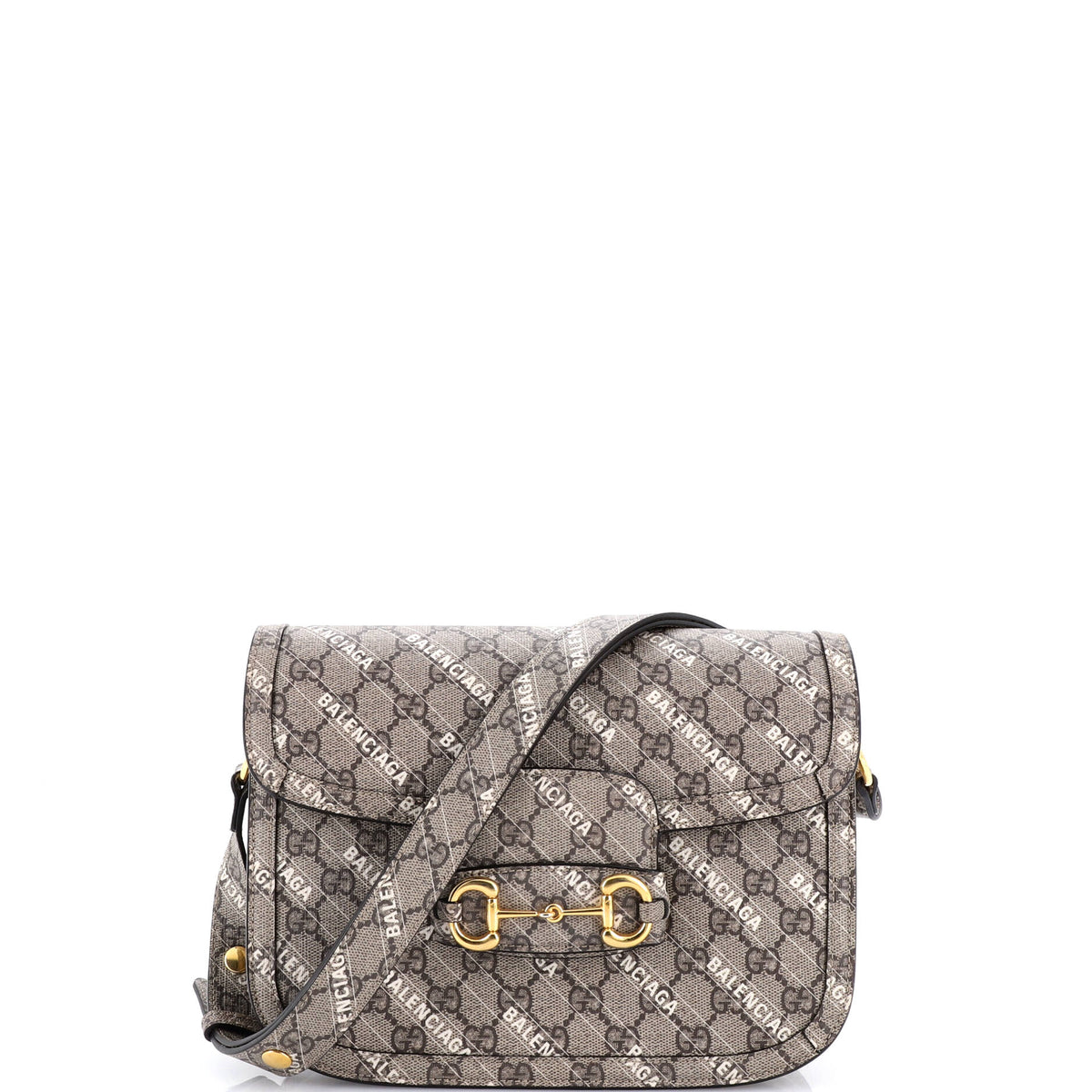 Gucci GUCCI x Balenciaga The Hacker Project Horsebit 1955 Shoulder Bag GG Coated Canvas Small