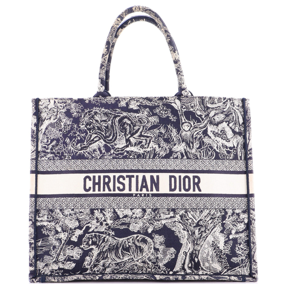 Christian Dior Book Tote Embroidered Canvas Large