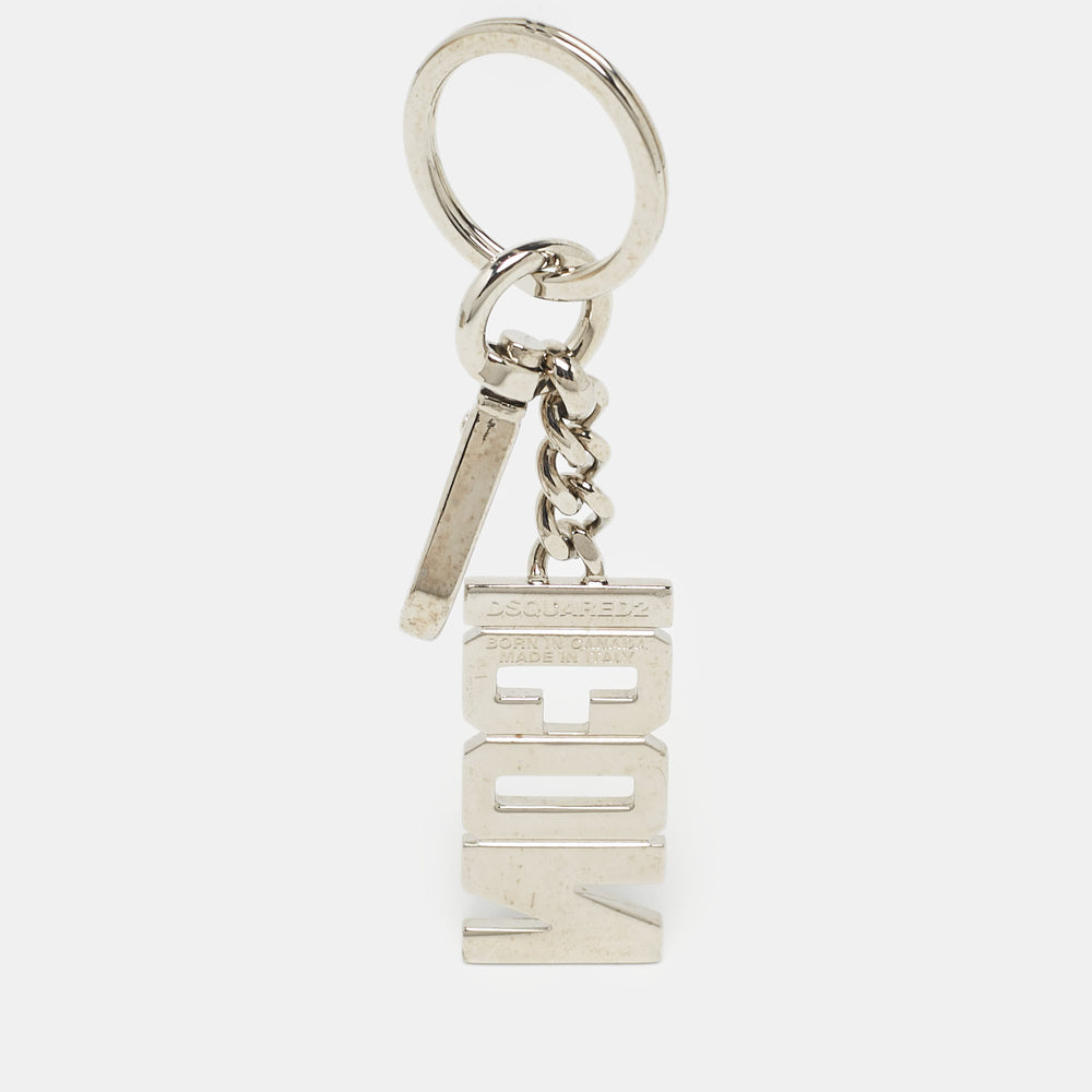 Icon Logo Silver Tone Key Ring