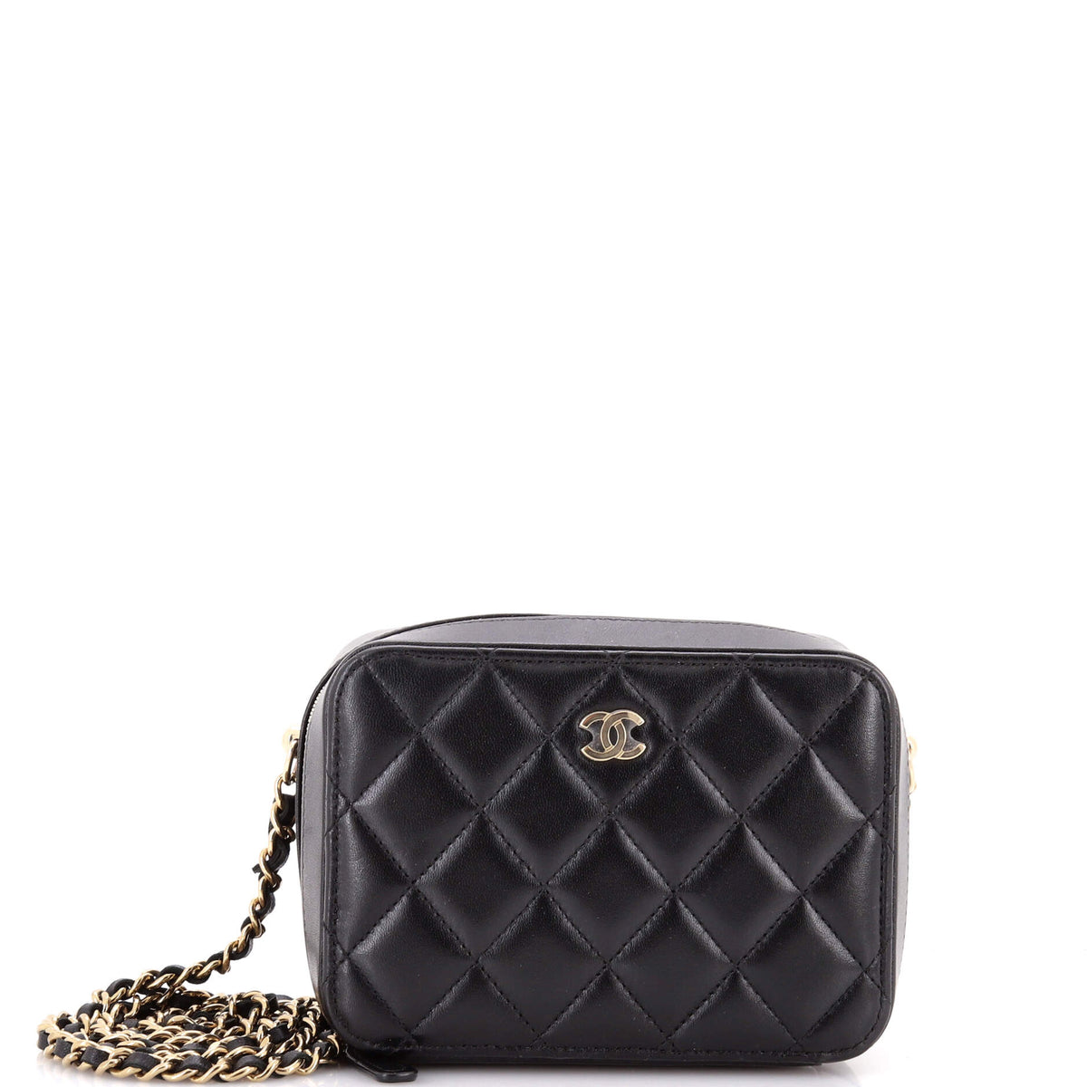 Chanel CHANEL Zip Around Vanity Case with Chain Quilted Lambskin Mini