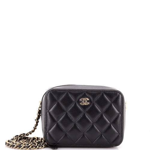 CHANEL Zip Around Vanity Case with Chain Quilted Lambskin Mini