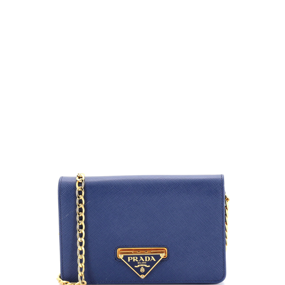 Prada PRADA Flip Lock Wallet on Chain Clutch Saffiano Leather Small