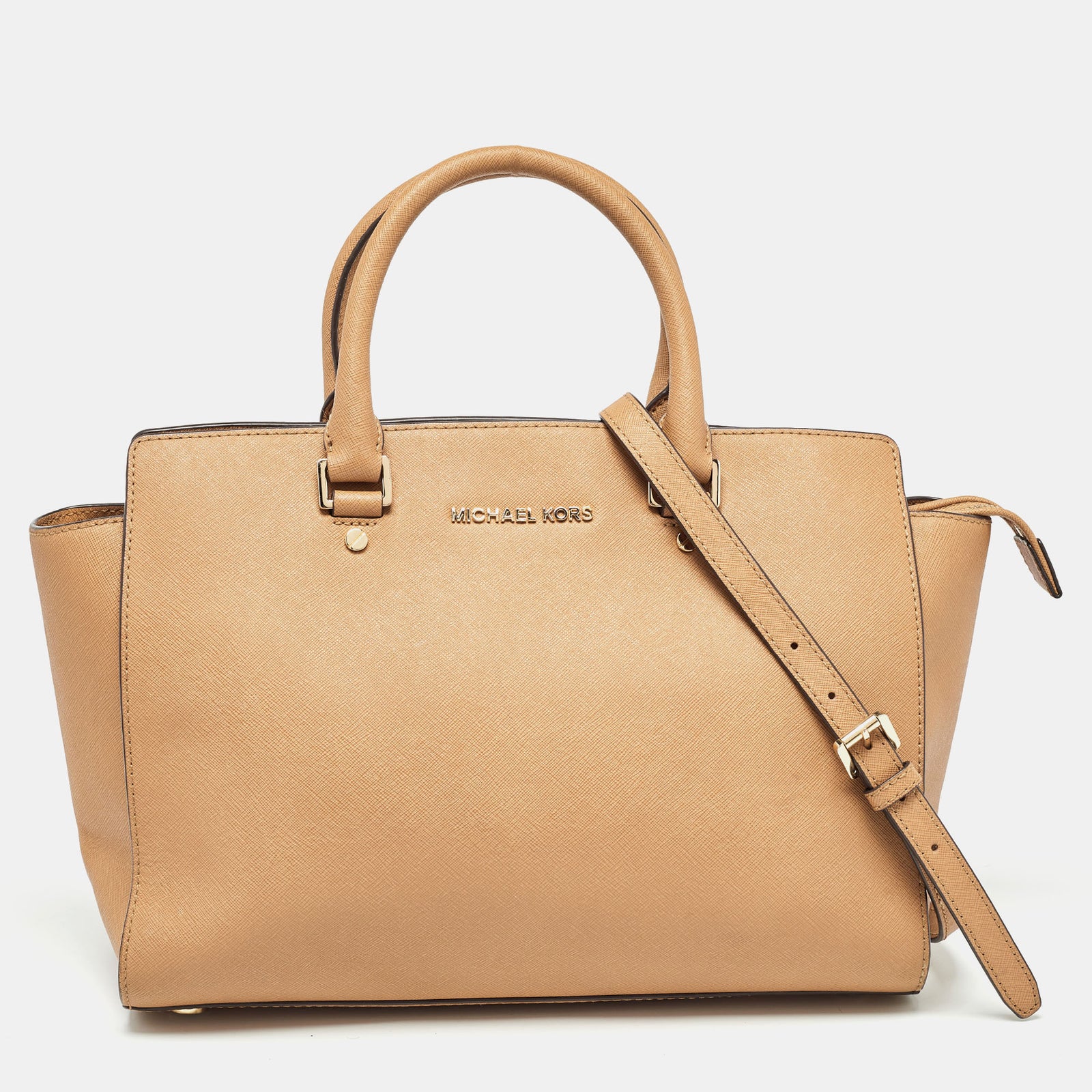 Michael Kors Große Selma Tote aus braunem Saffiano-Leder