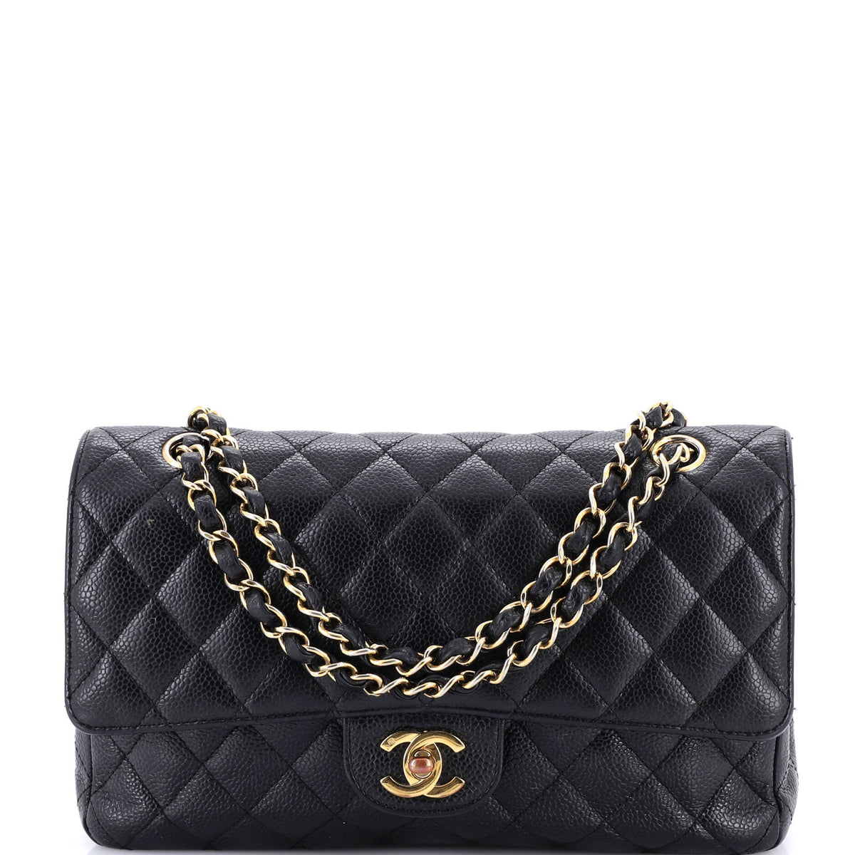 Chanel CHANEL Vintage Classic Double Flap Bag Quilted Caviar Medium