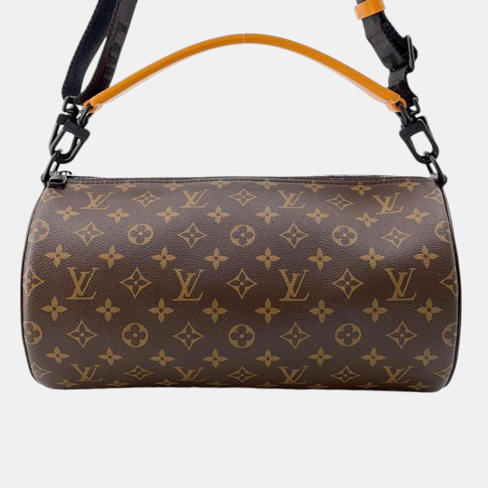 Louis Vuitton Sac à main polochon souple en cuir de macassar noir avec monogramme