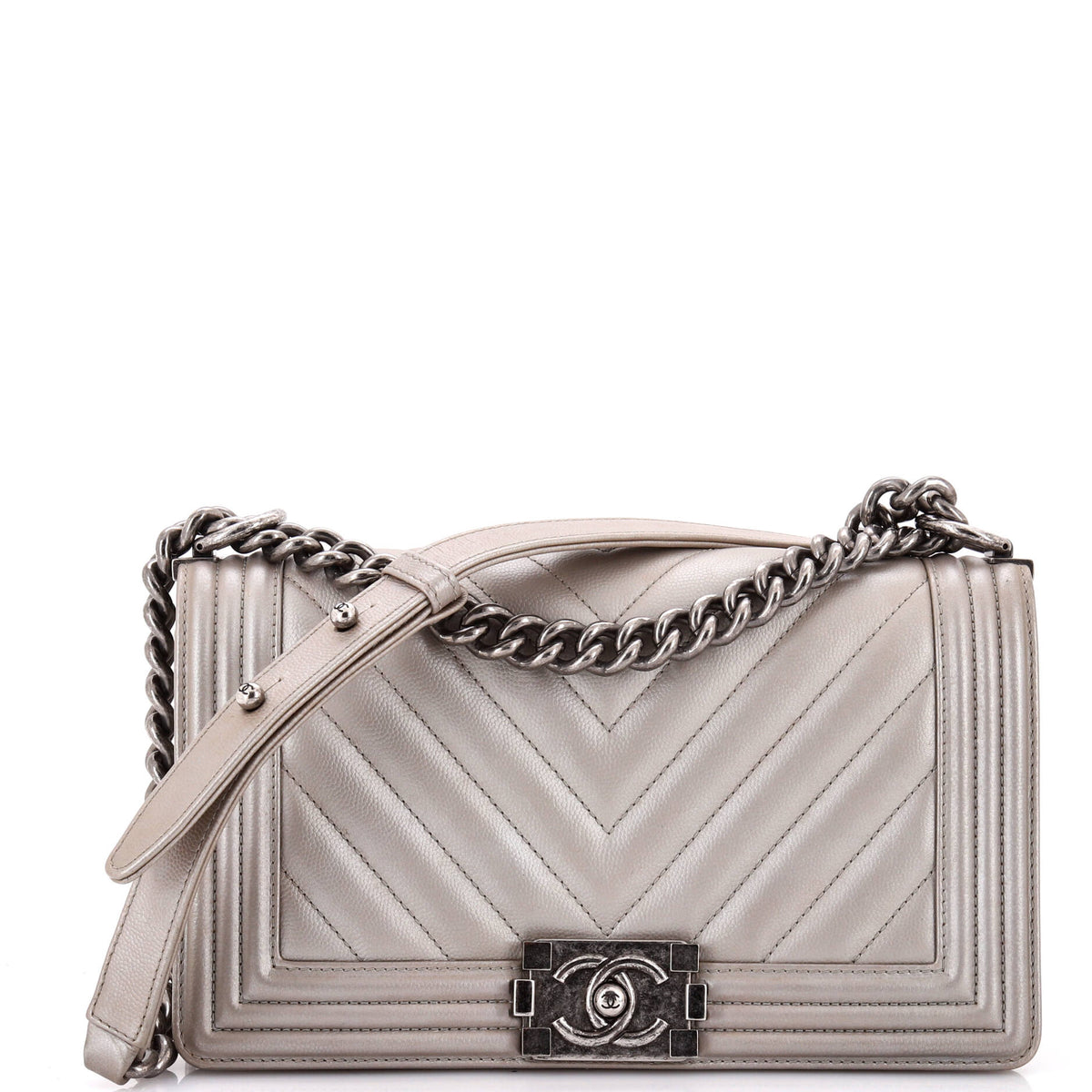 Chanel CHANEL Boy Flap Bag Chevron Caviar Old Medium
