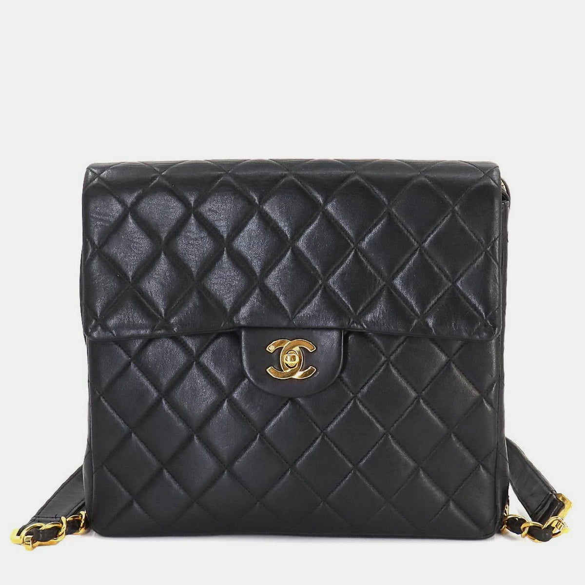 Chanel Black Leather Matelasse Chain Backpack Rucksack