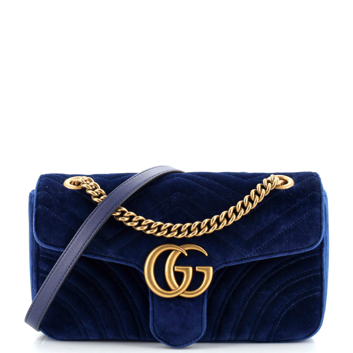 Gucci GUCCI GG Marmont Flap Bag Matelasse Velvet Small