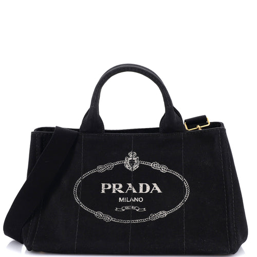 PRADA Canapa Convertible Tote Canvas Medium
