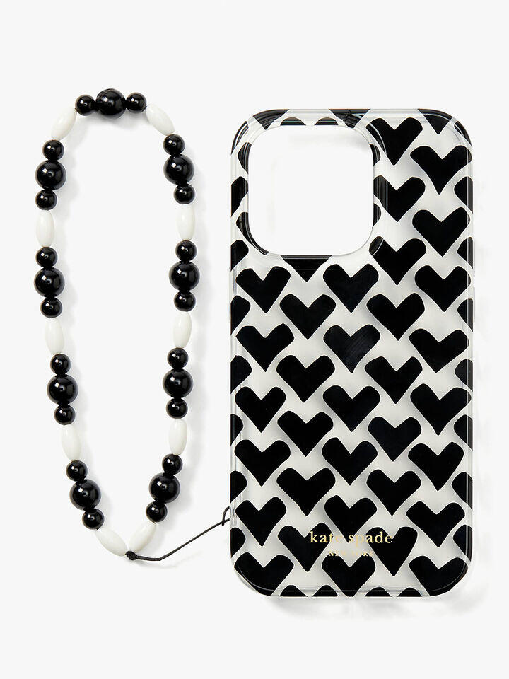 Kate Spade Au Modernist Hearts iPhone 14 Pro Wristlet Case