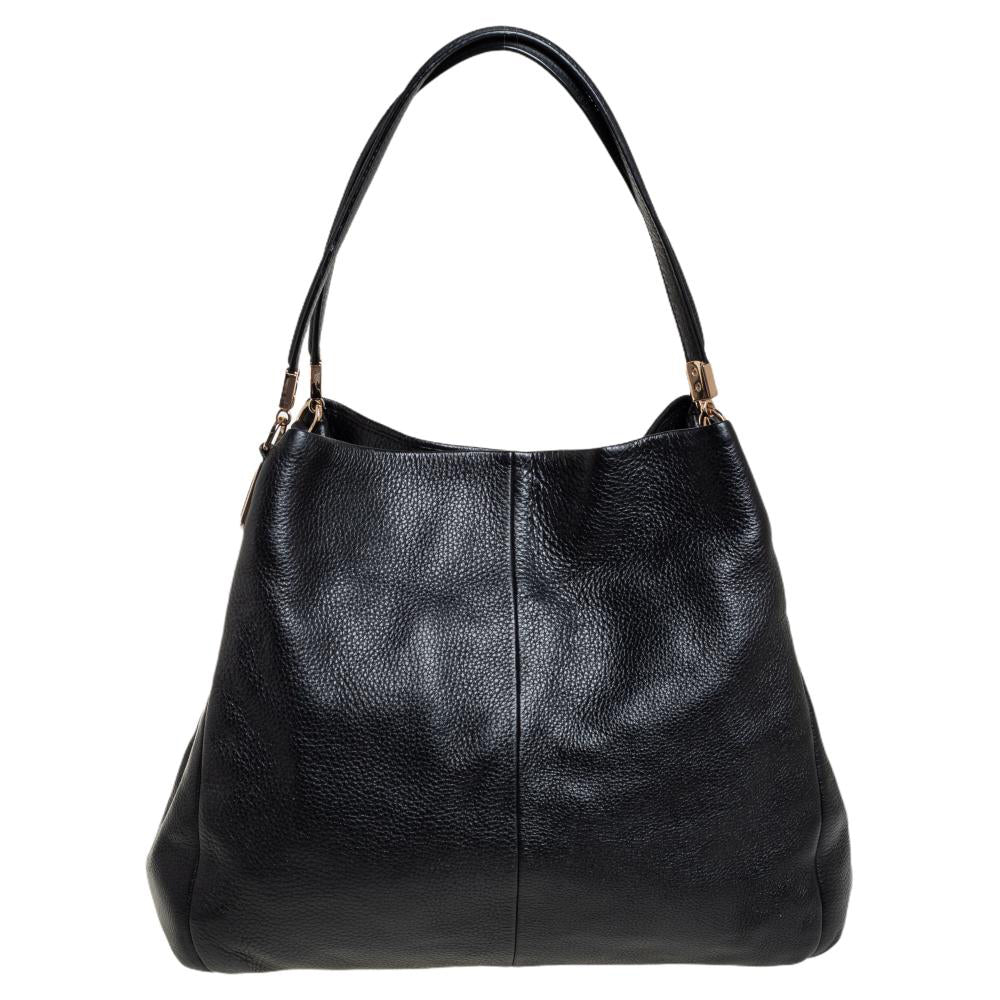 Coach Black Leather Edie Shoulder Bag