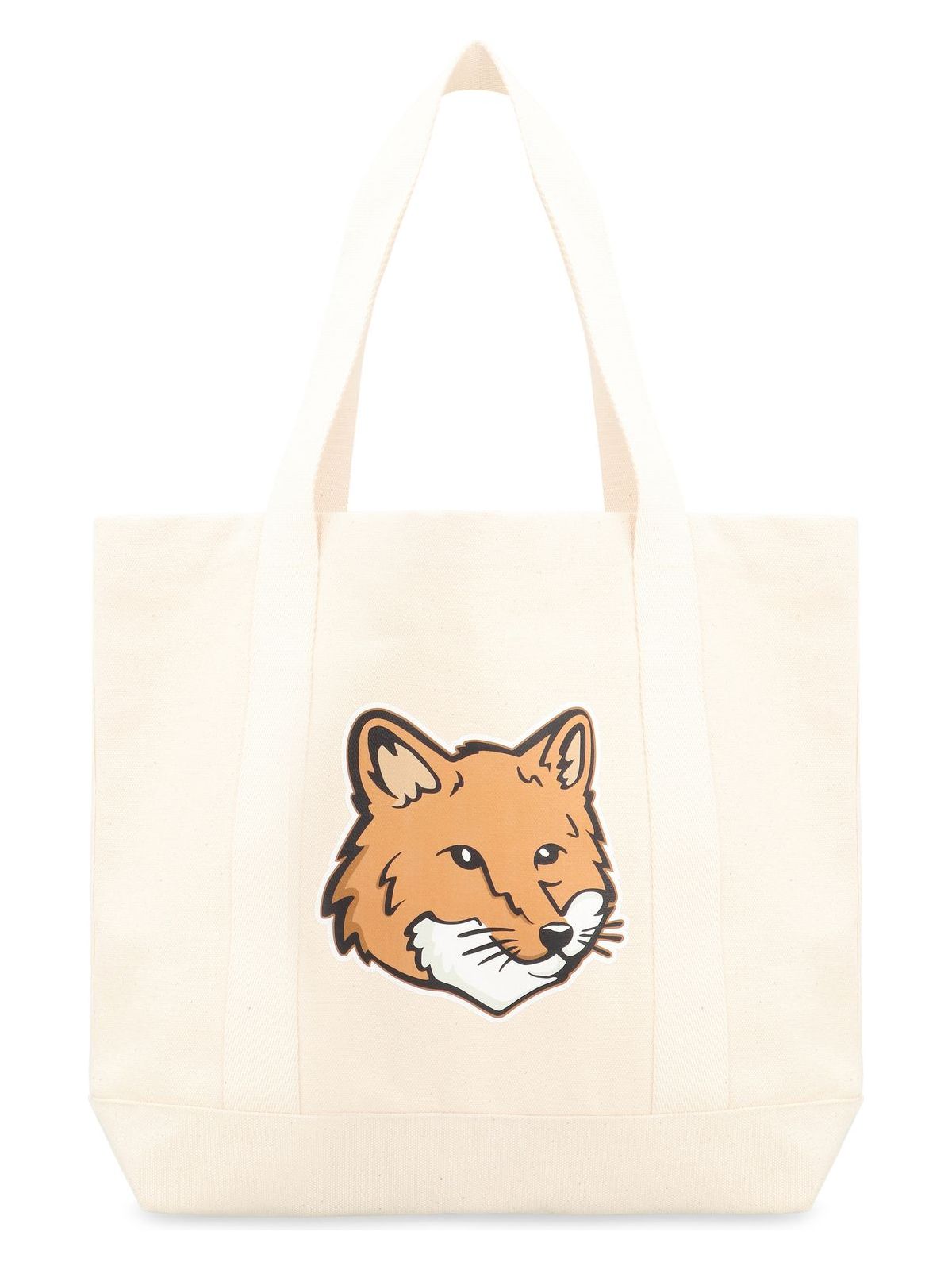Maison KitsunÃ© Fox Head Tote Bag in Beige | LW05101WW0050