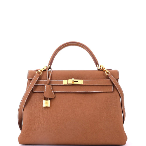 Kelly Handbag Gold Togo with Gold Hardware 32