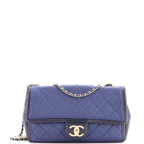 CHANEL Bicolor Two Tone CC Chain Flap Bag Quilted Lambskin Small