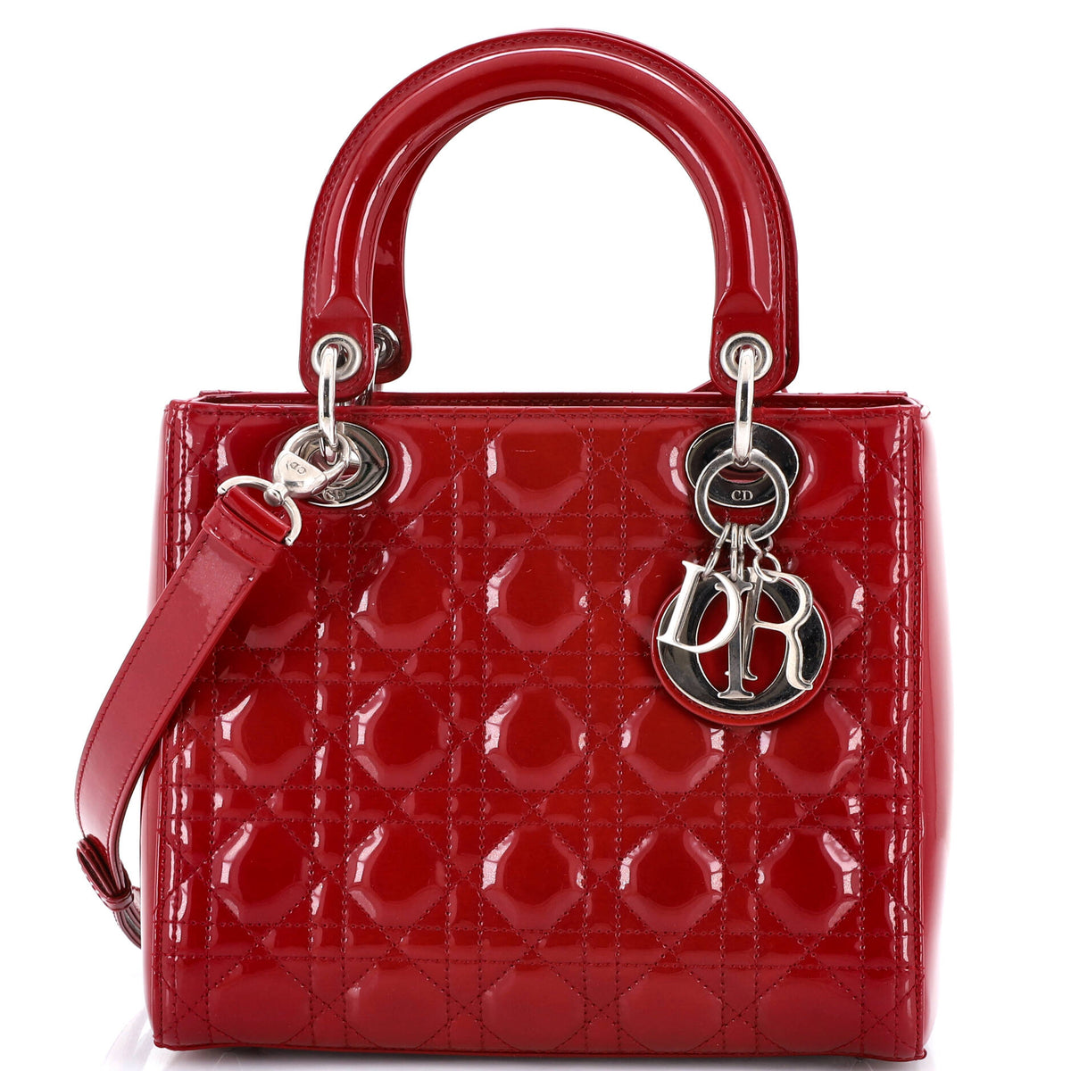 Christian Dior Lady Dior Bag Cannage Quilt Patent Medium