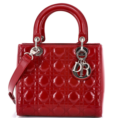 Lady Dior Bag Cannage Quilt Patent Medium