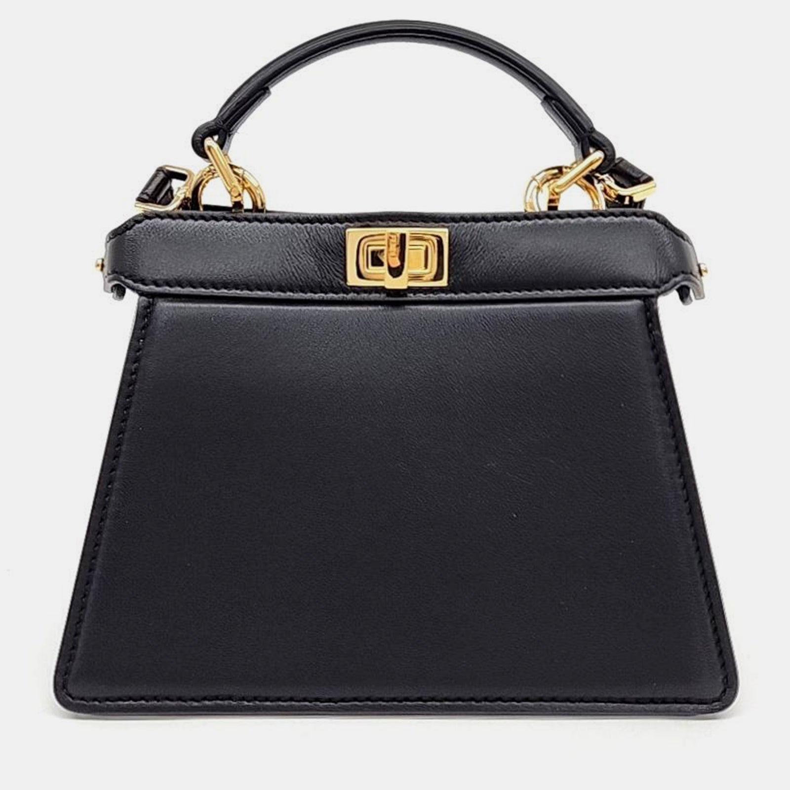 Fendi Black Leather Petite Peekaboo ISeeU Tote Bag