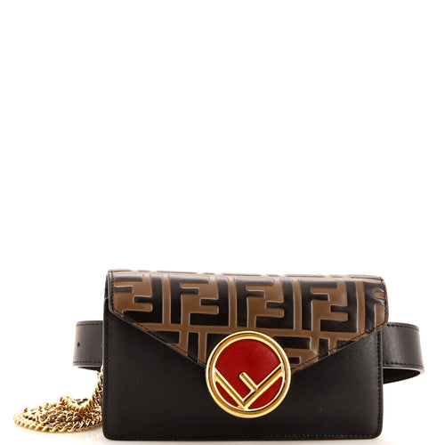 FENDI F is Convertible Belt Bag Leather with Zucca Embossed Detail