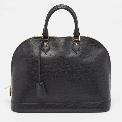 Black Ostrich Alma GM Bag