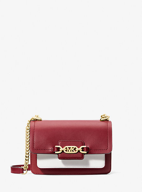 Michael Kors MK Heather Extra-Small Color-Block Leather Crossbody Bag - Red - Michael Kors