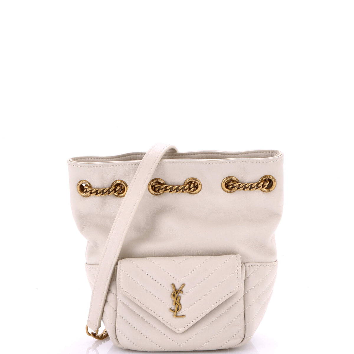 Saint Laurent Joe Bucket Bag Matelasse Chevron Leather Mini