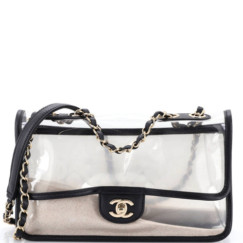 CHANEL Sand By The Sea Flap Bag PVC with Lambskin Medium