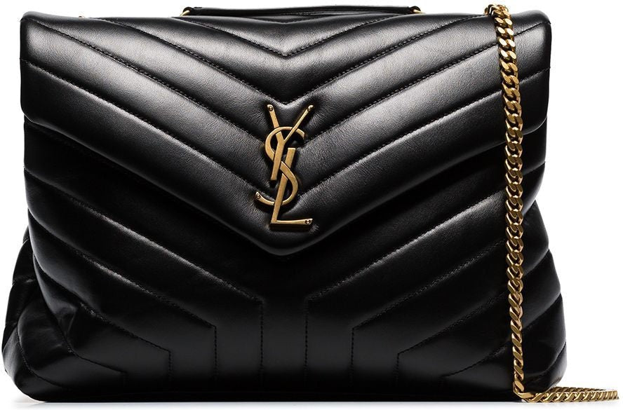 Saint Laurent Women's Loulou Logo Plaque Shoulder Bag in Nero/Nero | 574946DV7271000