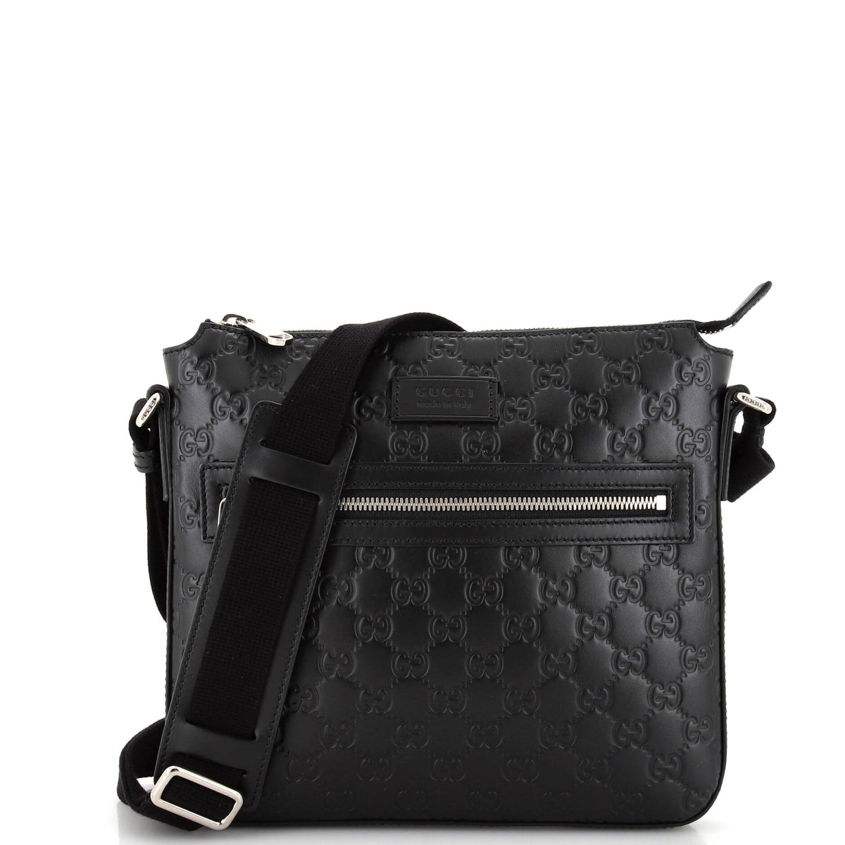 Gucci GUCCI Signature Zip Messenger Bag Guccissima Leather Small