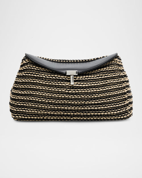 T-Lock Woven Leather Clutch Bag