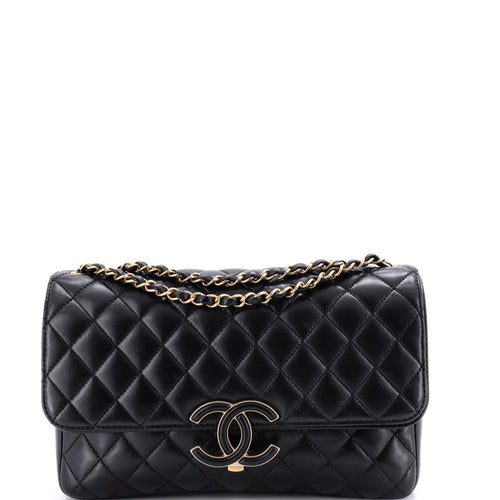 CHANEL CC Chic Double Flap Bag Quilted Lambskin Medium