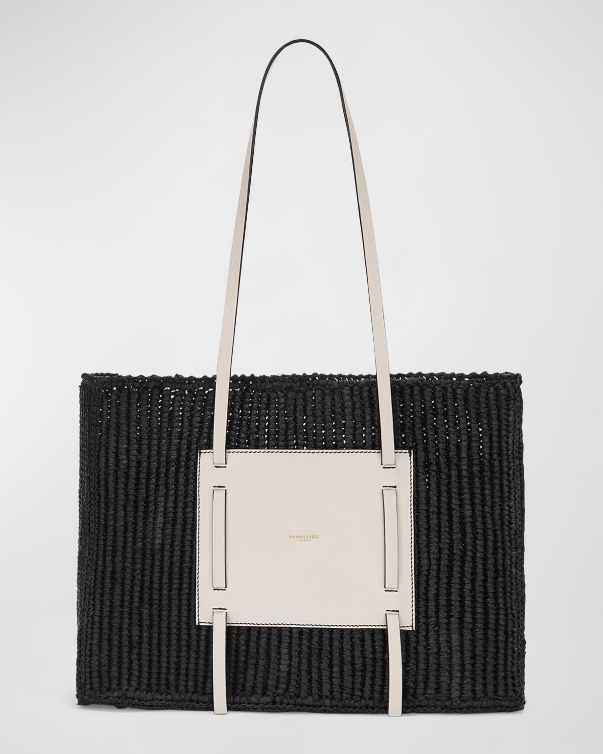 Demellier Capri Raffia & Leather Tote Bag