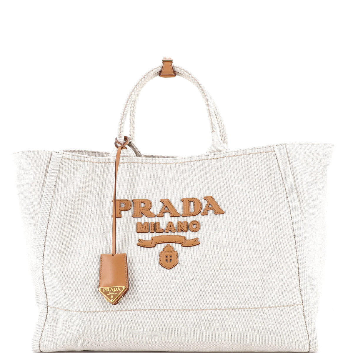 Prada PRADA Logo Tote Linen Blend Large