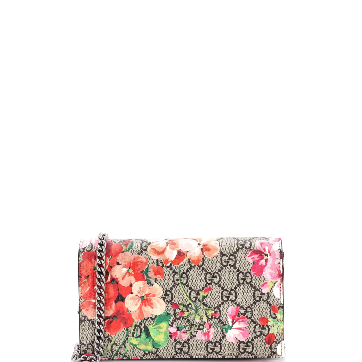 Gucci GUCCI Chain Wallet Blooms Print GG Coated Canvas