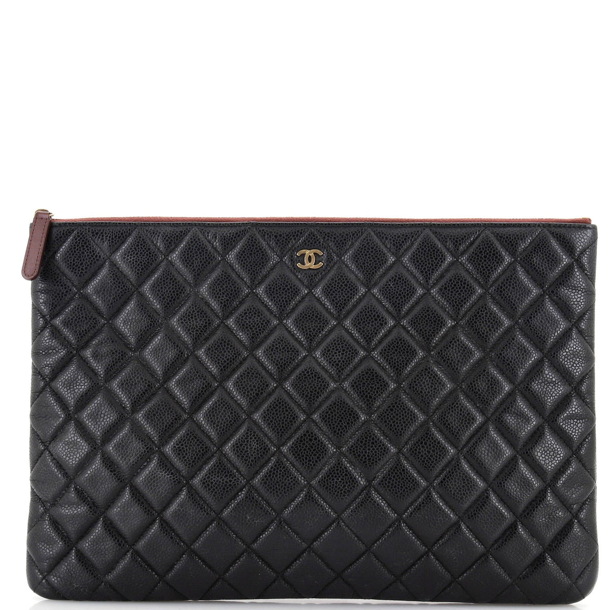 Chanel CHANEL O Case Clutch Quilted Caviar Large