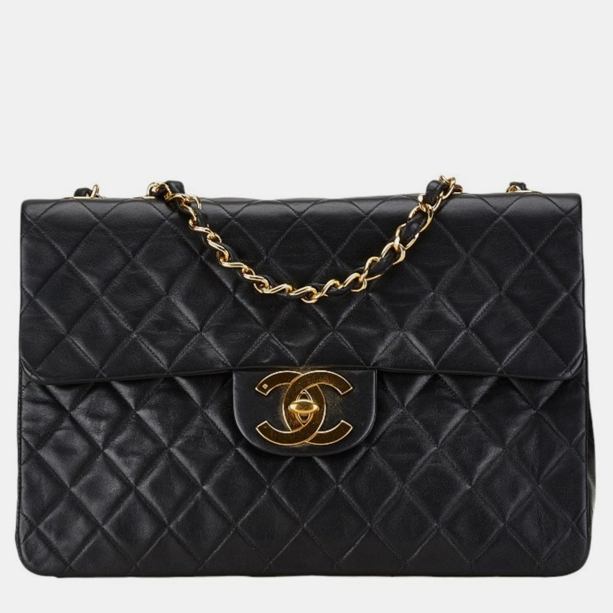 Chanel Black Lambskin Matelasse 33 Coco Mark Chain Shoulder Bag