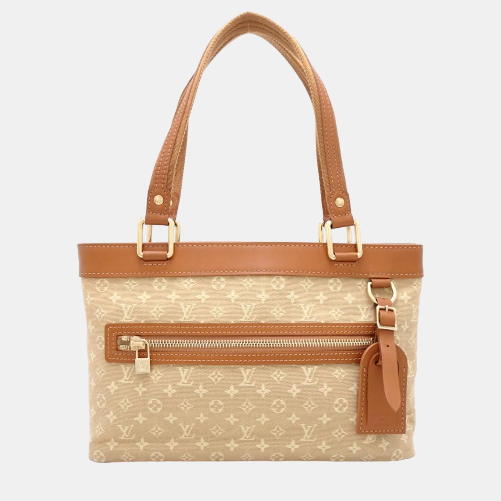 Louis Vuitton Sac à main Mini Lin Lucille PM en toile marron/beige avec monogramme