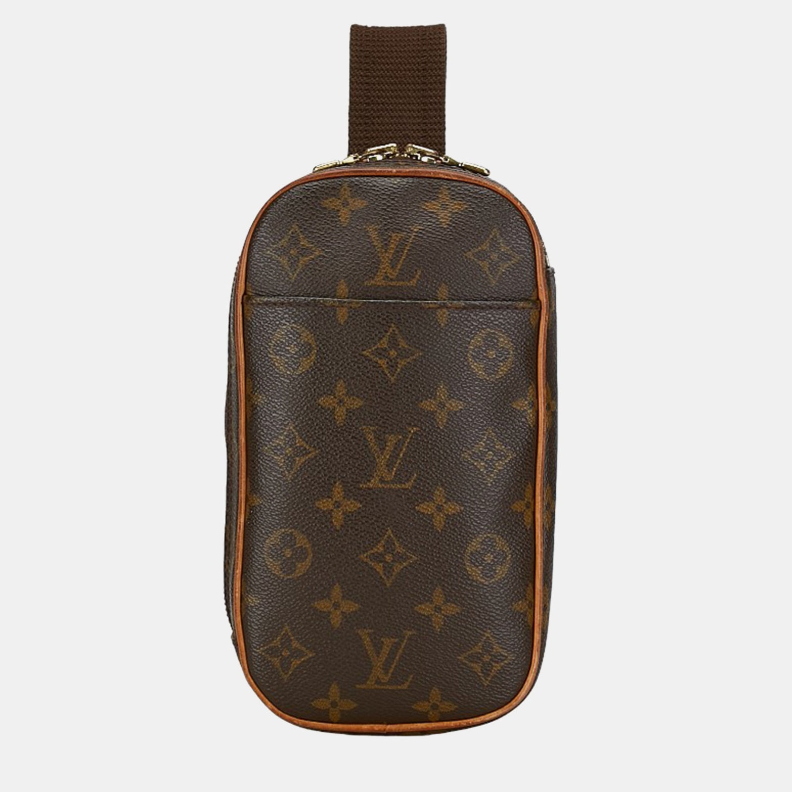 Louis Vuitton Braune Pochette Gange-Schultertasche aus Canvas mit Monogramm