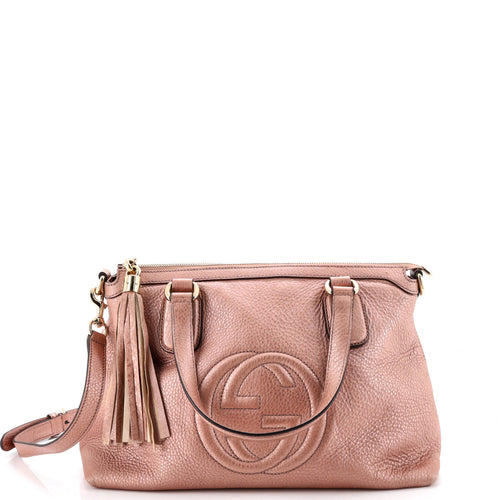 GUCCI Soho Convertible Soft Top Handle Bag Leather