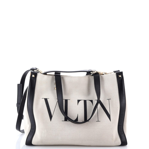 VALENTINO GARAVANI Grande Plage VLTN Tote Canvas Small
